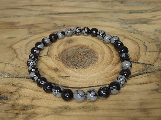 obsydian śnieżny * bransoletka 6mm