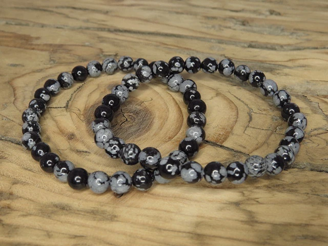 obsydian śnieżny * bransoletka 6mm