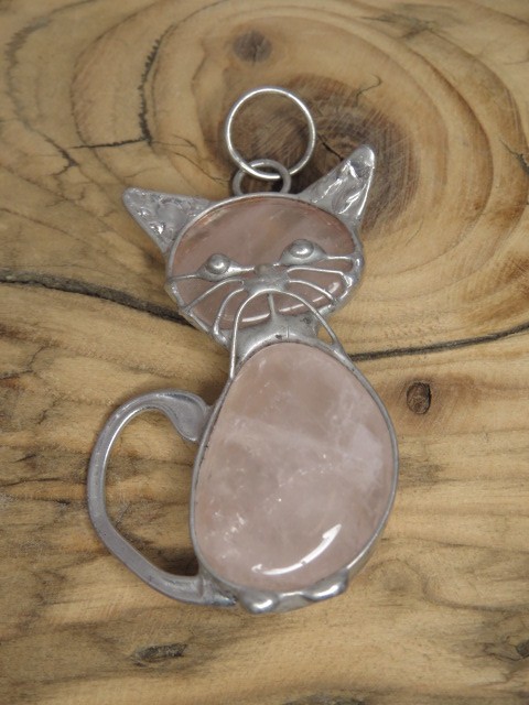 kwarc różowy * wisior kot