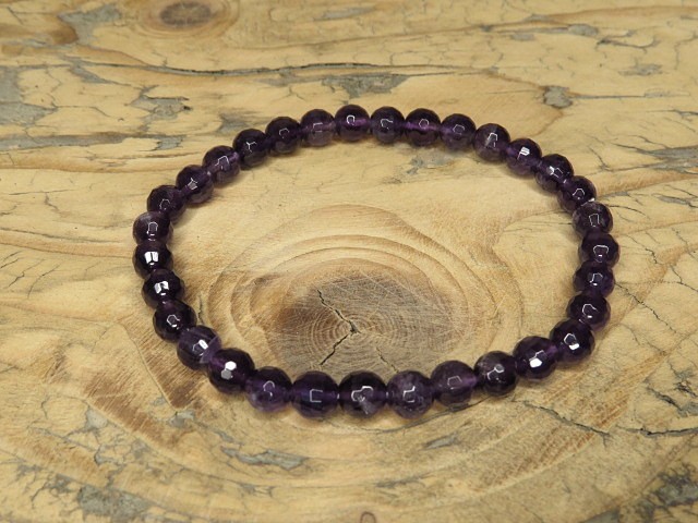 ametyst * bransoletka 6mm - szlif fasetkowy