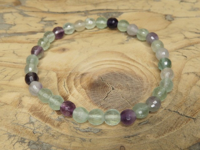 fluoryt * bransoletka 6mm - szlif fasetkowy