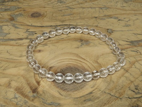 kryształ górski * bransoletka 6mm - szlif fasetkowy