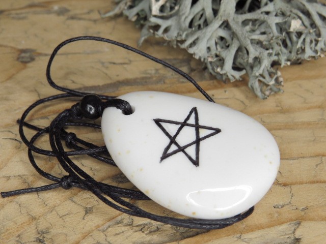 Pentagram - obsydian - wisior