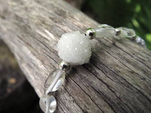 kryształ górski * Serce Geody * bransoletka makrama