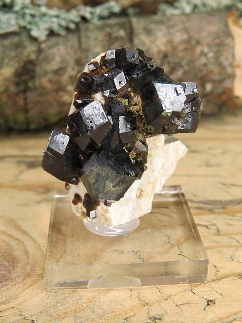 granat andradyt - schorlomit na podstawce * Maroko