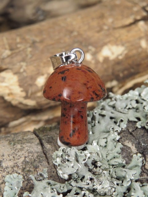 grzybek z obsydianu * wisiorek