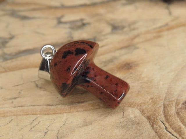 grzybek z obsydianu * wisiorek