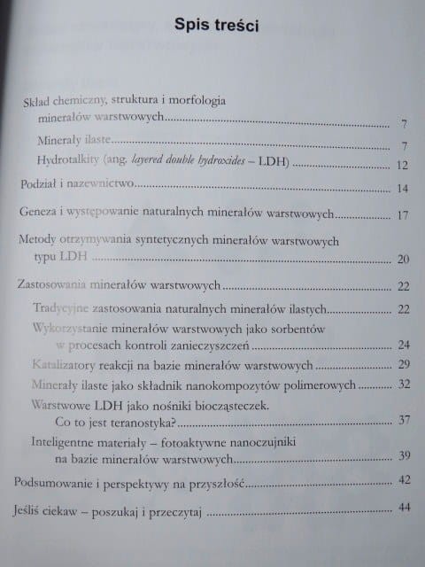 Nauka dla ciekawych. NATURALNE I SYNTETYCZNE MINERAŁY O BUDOWIE WARSTWOWEJ W NANOTECHNOLOGIACH