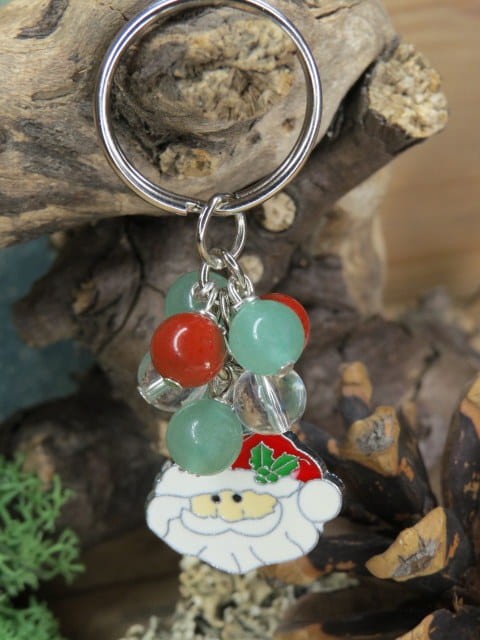 awenturyn jaspis kryształ górski * brelok świąteczny Mikołaj