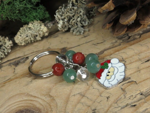 awenturyn jaspis kryształ górski * brelok świąteczny Mikołaj