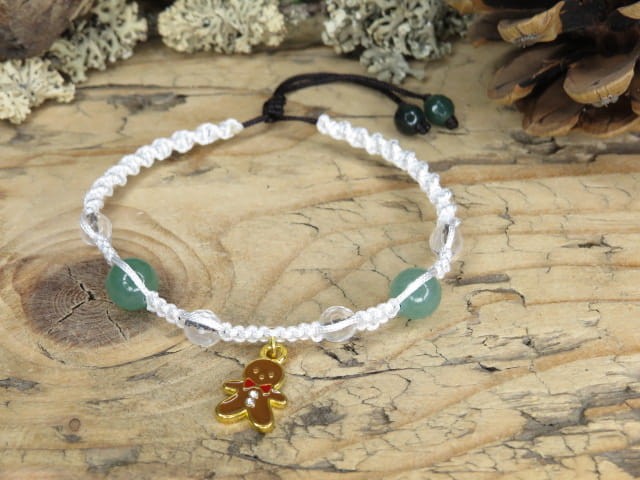 Bransoletka świąteczna - zawieszka Ciastek * awenturyn kryształ górski * makrama