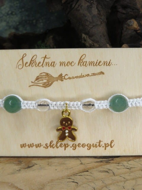 Bransoletka świąteczna - zawieszka Ciastek * awenturyn kryształ górski * makrama