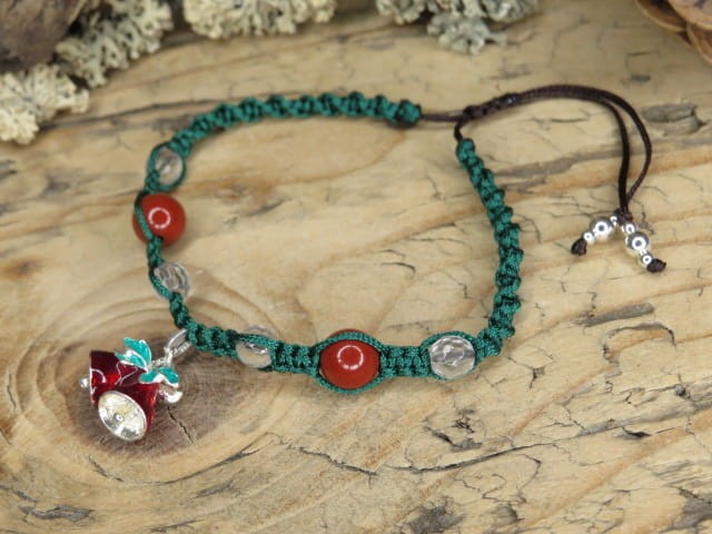 Bransoletka świąteczna dzwoneczki * jaspis kryształ górski * makrama