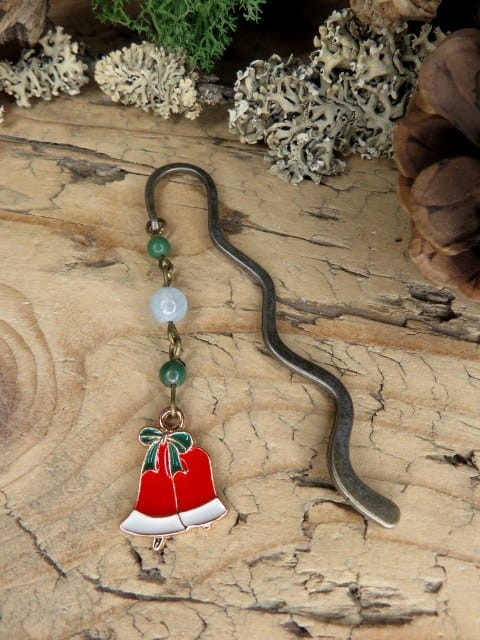 nefryt akwamaryn * zakładka świąteczna z dzwoneczkami