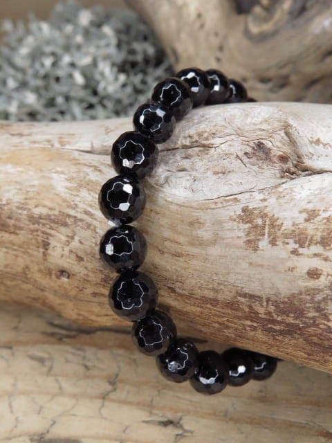 turmalin czarny * bransoletka 8mm - szlif fasetkowy