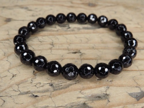 turmalin czarny * bransoletka 8mm - szlif fasetkowy