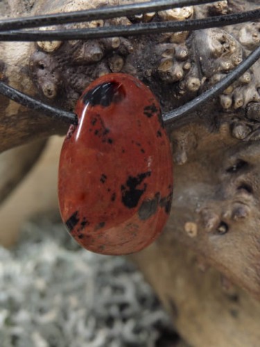 obsydian mahoniowy * amulet ochronny na rzemieniu