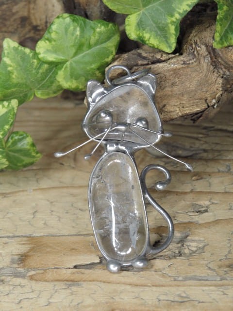 kryształ górski * wisior kot