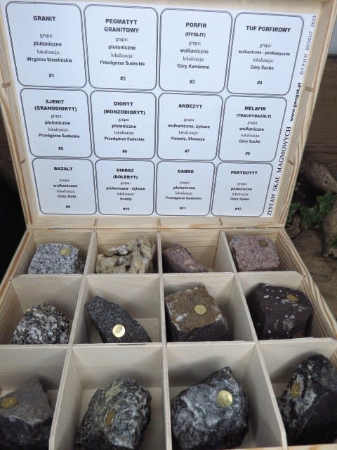 Dydaktyczny zestaw skał magmowych - kolekcja