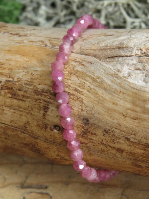 turmalin różowy rubelit * bransoletka 4mm - szlif fasetkowy