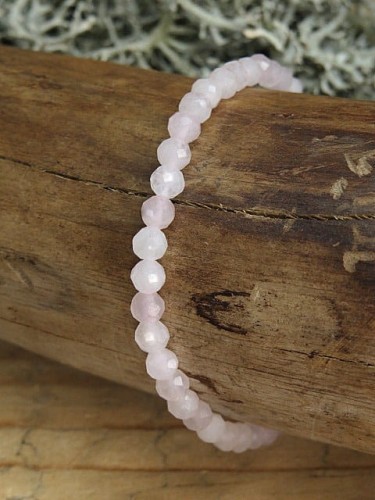 kwarc różowy * bransoletka 4mm - szlif fasetkowy