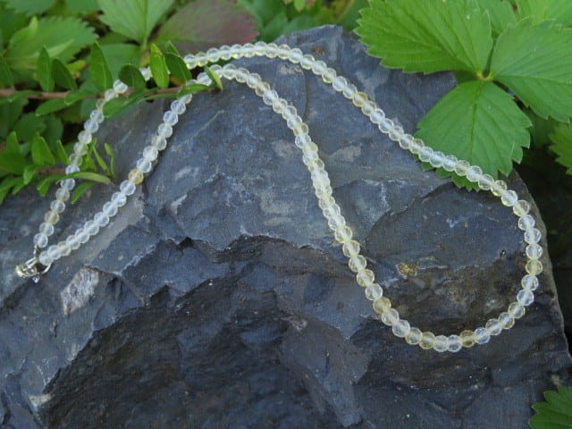 cytryn * naszyjnik z rubelitu 4mm - szlif fasetkowy