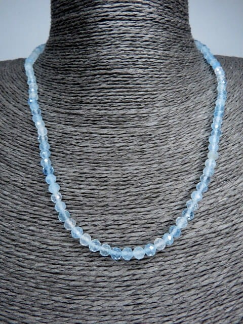 akwamaryn * naszyjnik z akwamarynu4mm - szlif fasetkowy