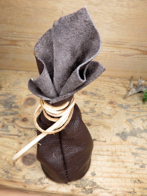 sakiewka skórzana z agatem * handmade