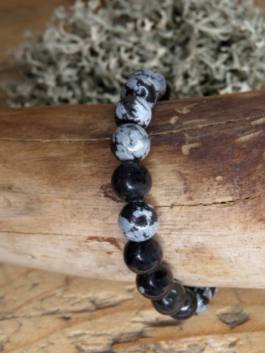 obsydian śnieżny * bransoletka z kulek