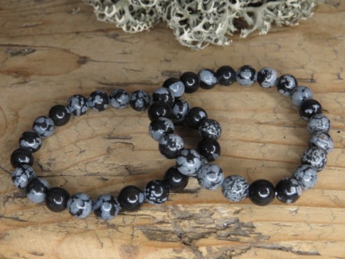 obsydian śnieżny * bransoletka z kulek