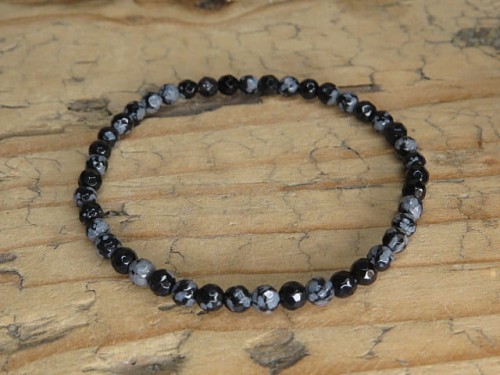 obsydian śnieżny * bransoletka 4mm - szlif fasetkowy