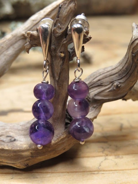 ametyst* kolczyki srebrne