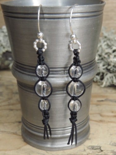 kryształ górski * kolczyki makrama