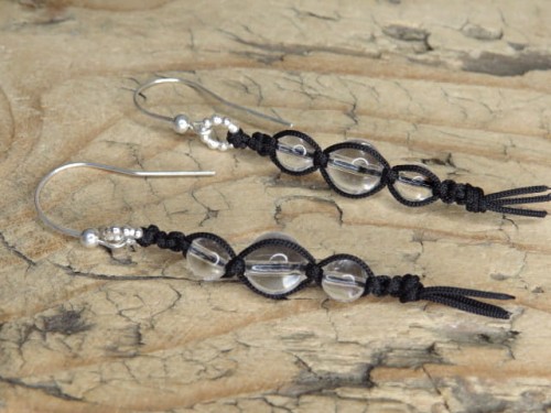 kryształ górski * kolczyki makrama