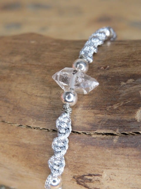 Diament z Herkimer - kryształ górski - bransoletka makrama