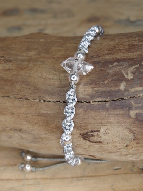 Diament z Herkimer - kryształ górski - bransoletka makrama