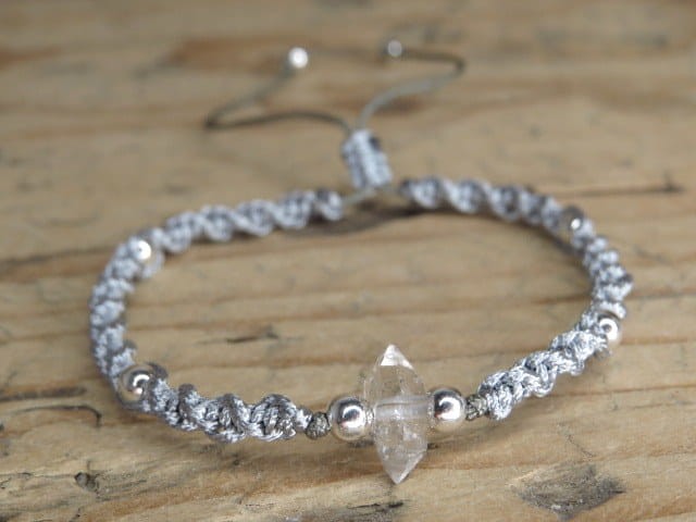 Diament z Herkimer - kryształ górski - bransoletka makrama