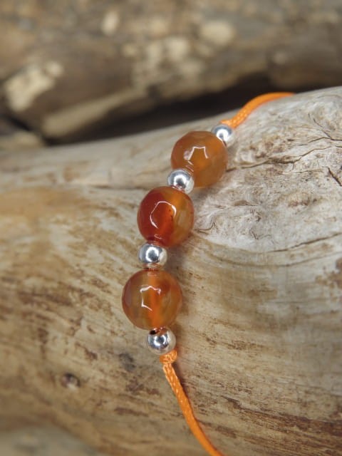 karneol * czakra sakralna - bransoletka minimalistyczna makrama - talizman poprawiający pamięć