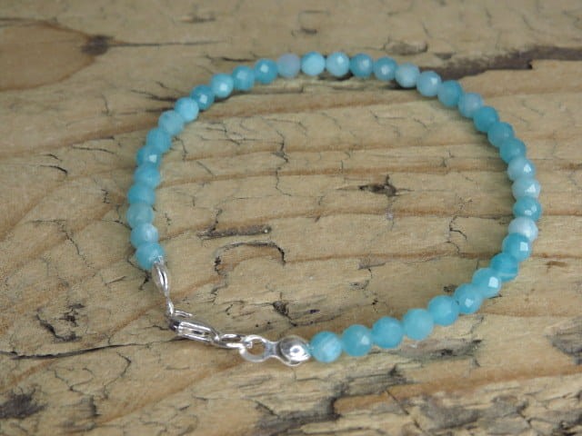 amazonit bransoletka z zapięciem 4mm - szlif fasetkowy