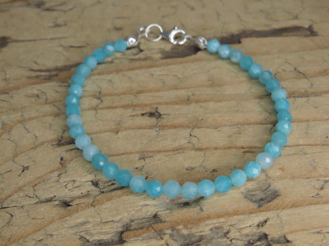 amazonit bransoletka z zapięciem 4mm - szlif fasetkowy