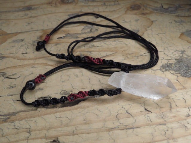 kryształ górski amulet ochrona i energia * naszyjnik makrama