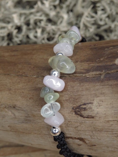 kunzyt prehnit * bransoletka makrama