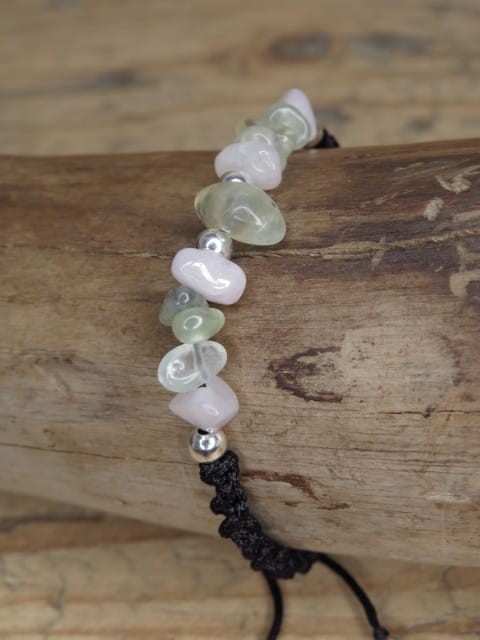 kunzyt prehnit * bransoletka makrama