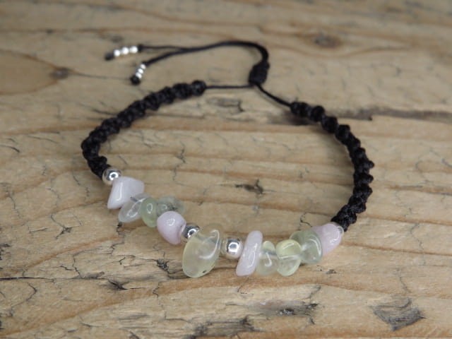 kunzyt prehnit * bransoletka makrama