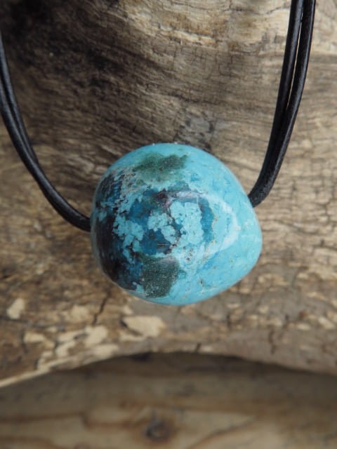 chryzokola i malachit * talizman na rzemieniu * spokój i rozwój duchowy