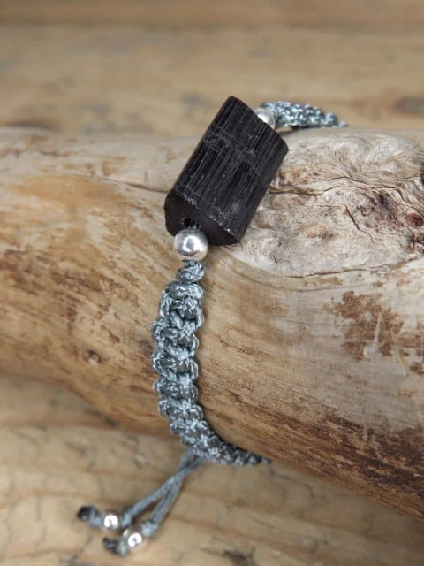 czarny turmalin - bransoleta ochronna makrama