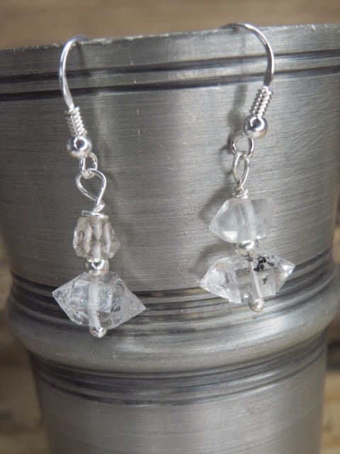Diament z Herkimer - kryształ górski - kolczyki