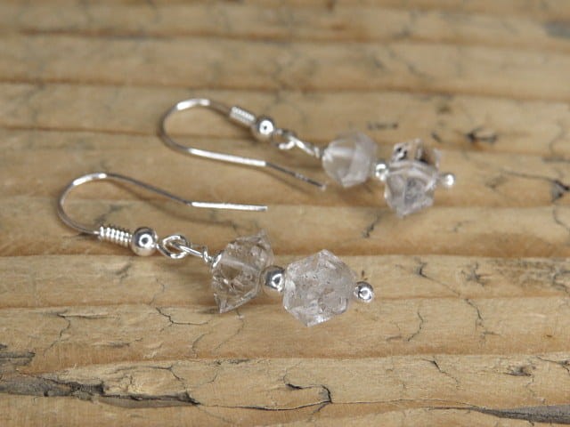 Diament z Herkimer - kryształ górski - kolczyki