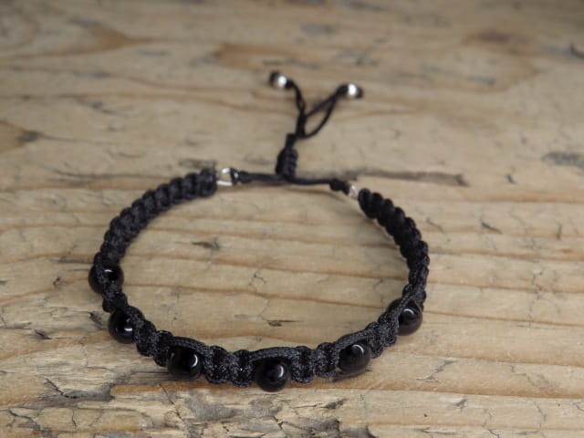 czarny turmalin - bransoleta ochronna makrama
