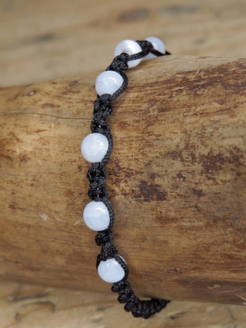 chalcedon - czakra gardła * bransoletka pleciona makrama